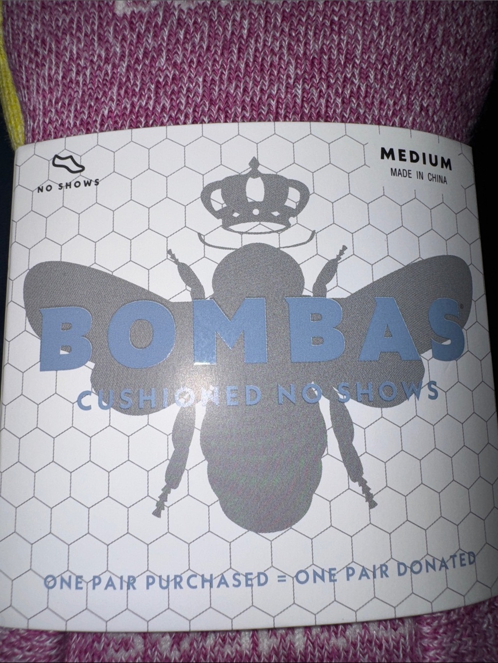 New Unisex Bombas No-Show Sock 4 Pack in Pink, Yellow, Blue cushioned - Picture 6 of 7
